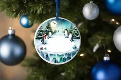 Winter Penguins Round Ornament PNG Product Image 4