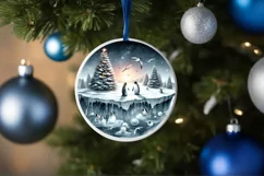 Winter Penguins Round Ornament PNG Product Image 4