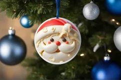 Santa Round Ornament Sublimation PNG Product Image 1