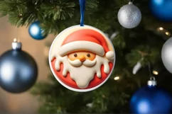 Santa Round Ornament Sublimation PNG Product Image 4