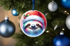 Pastell Watercollor Sloth Portrait Round Ornament Product Image 4