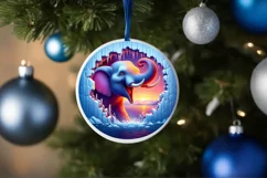Melting Ice Wall Elephant Round Ornament PNG Product Image 1