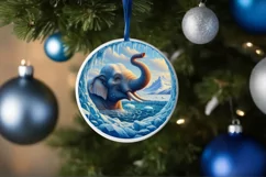 Melting Ice Wall Elephant Round Ornament PNG Product Image 1