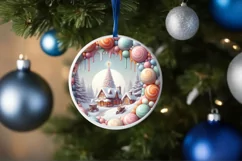 Detailed Digital Painting Molten Candy Winter Scene Round Product Image 4