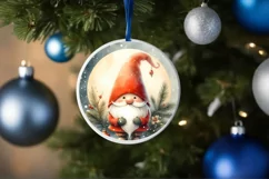 Gnome Christmas Round Ornament Sublimation PNG Product Image 4