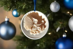 3d Depth Fairy Round Ornament Christmas PNG Product Image 1