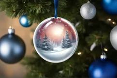 Winter Scene Round Ornament Sublimation PNG Product Image 4