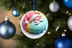3D Martzipan Santa Round Ornament Sublimation PNG Product Image 4