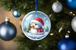 Melting Winter Scene Duck Round Ornament Sublimation PNG Product Image 4