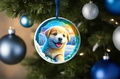 Snow Made Wall Puppy Round Ornament PNG Product Image 4
