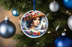 Winter Scene with Mexican Person Round Ornament Sublimation Product Image 4