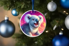 Digital Painting Snow Made Wall Koala Round Ornament Product Image 4
