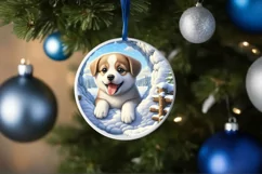 Snow Made Wall Puppy Round Ornament PNG Product Image 4