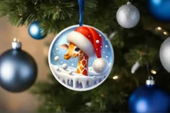 Pastell Watercollor Giraffe Portrait Round Ornament Product Image 4