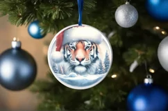 3D Winter Tiger Portrait with Santa Hat PNG Product Image 4