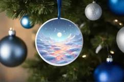 Pastel Candy Winter Scene Round Ornament PNG Product Image 1