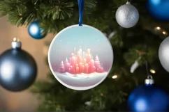 Digital Painting Molten Candy Winter Scene Round Ornament Product Image 4