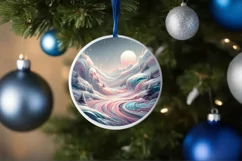 Digital Painting Molten Candy Winter Scene Round Ornament Product Image 4