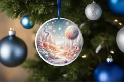 Detailed Digital Painting Molten Candy Winter Scene Round Product Image 1
