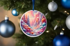 Detailed Digital Painting Molten Candy Winter Scene Round Product Image 4