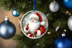 Santa Christmas Round Ornament PNG Product Image 4