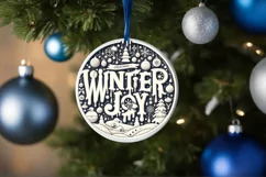 Winter Joy Round Ornament Sublimation PNG Product Image 4