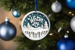Winter Joy Round Ornament Sublimation PNG Product Image 4
