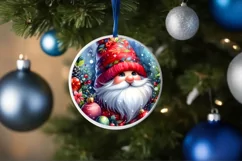 Gnome Christmas Round Ornament Sublimation PNG Product Image 1