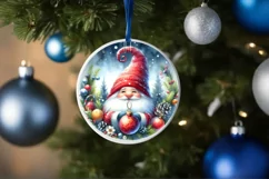 Gnome Christmas Round Ornament Sublimation PNG Product Image 4