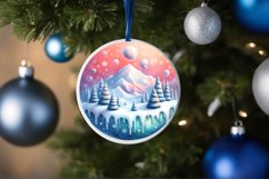 3D Winter Scene with Large Text Christmas Round Ornament Product Image 1