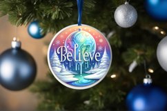 3D Winter Scene with Large Text Christmas Round Ornament Product Image 4