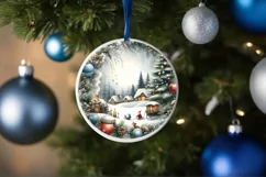 Winter Whispers Round Ornament Sublimation PNG Product Image 4