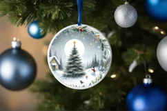 Winter Whispers Round Ornament Sublimation PNG Product Image 1
