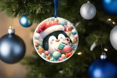 Christmas Penguin Round Decor Sublimation Clipart PNG Product Image 4
