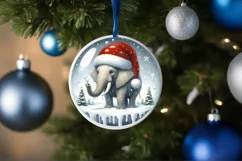 Watercolor Pastell 3d Round Elephant Portrait Christmas PNG Product Image 1