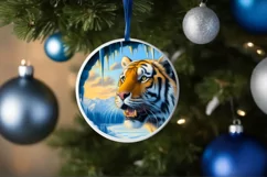 Pastell Digital Painting Icy Wall Tiger Round Ornament Product Image 4
