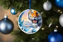 Pastell Digital Painting Icy Wall Tiger Round Ornament Product Image 4