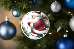 Watercolor Christmas Santa Ornament Sublimation PNG Product Image 4