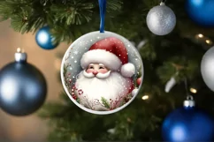 Santa Round Ornament Sublimation PNG Product Image 4