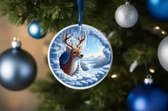 Deer Smiling Round Ornament Sublimation PNG Product Image 4