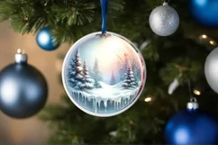 Pastel Winter Scene with Flowers Ornament Product Image 4