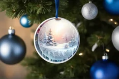 Pastel Winter Scene with Flowers Ornament Product Image 4