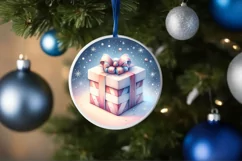 Christmas Gift Round Ornament Sublimation PNG Product Image 4