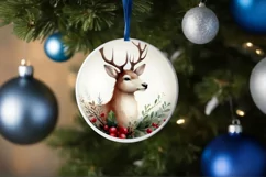 santa with rein deer round ornament sublimation png Product Image 4