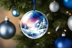 3D Winter Champagne Round Ornament Sublimation PNG Product Image 4