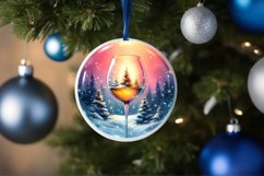 Winter Scene with Champaigne Round Ornament Sublimation PNG Product Image 4