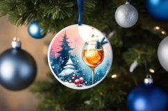 Winter Scene with Champaigne Round Ornament Sublimation PNG Product Image 4