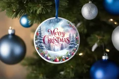 a vibrant watercolor winter scene merry christmas ornament Product Image 1