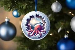Octopus Smiling Round Ornament Sublimation PNG Product Image 4