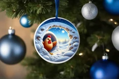 Chicken Smiling Round Ornament Sublimation PNG Product Image 4